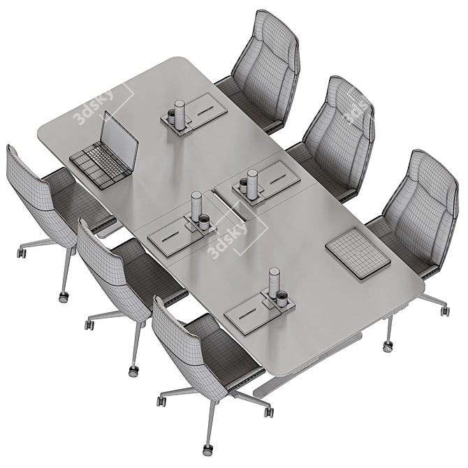 Contemporary Modular Meeting Table 3D model image 2