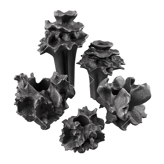 Title: Coral Sculpture Metal Vases 3D model image 4