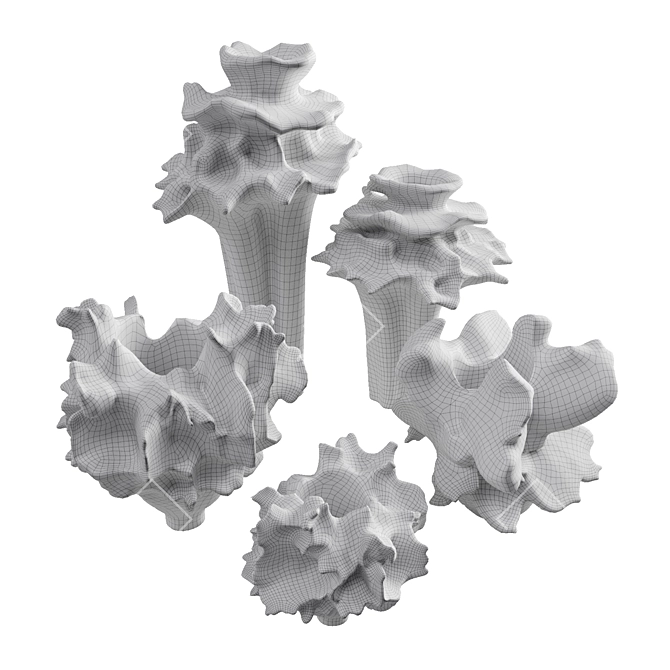 Title: Coral Sculpture Metal Vases 3D model image 6