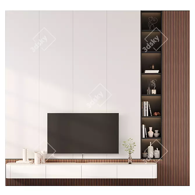 Modern Stone TV Console Stand 3D model image 1