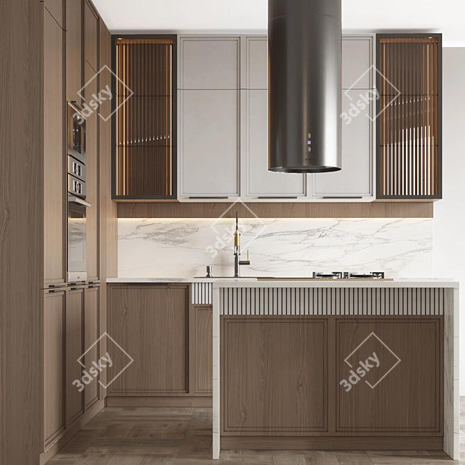 Modern L-Shaped Kitchen 3D Model 3D model image 1