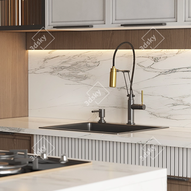 Modern L-Shaped Kitchen 3D Model 3D model image 4