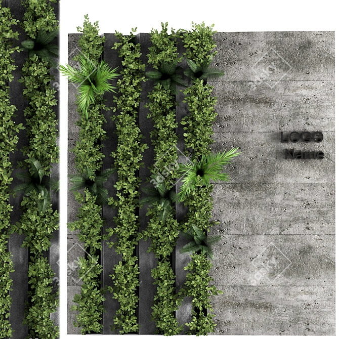 Vertical Concrete Wall Garden Set 3D model image 2