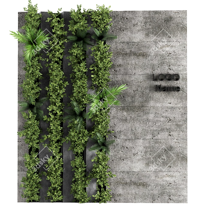 Vertical Concrete Wall Garden Set 3D model image 4