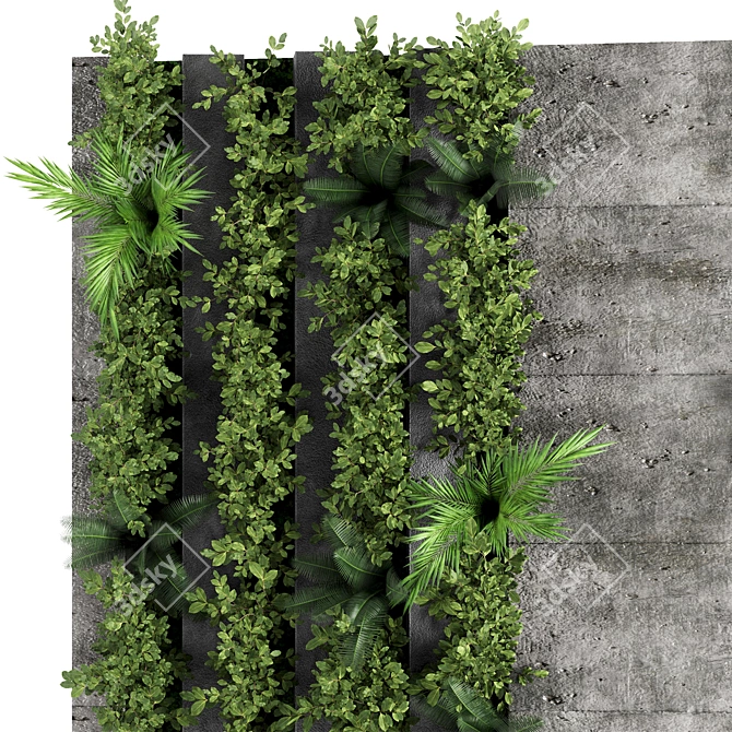 Vertical Concrete Wall Garden Set 3D model image 6