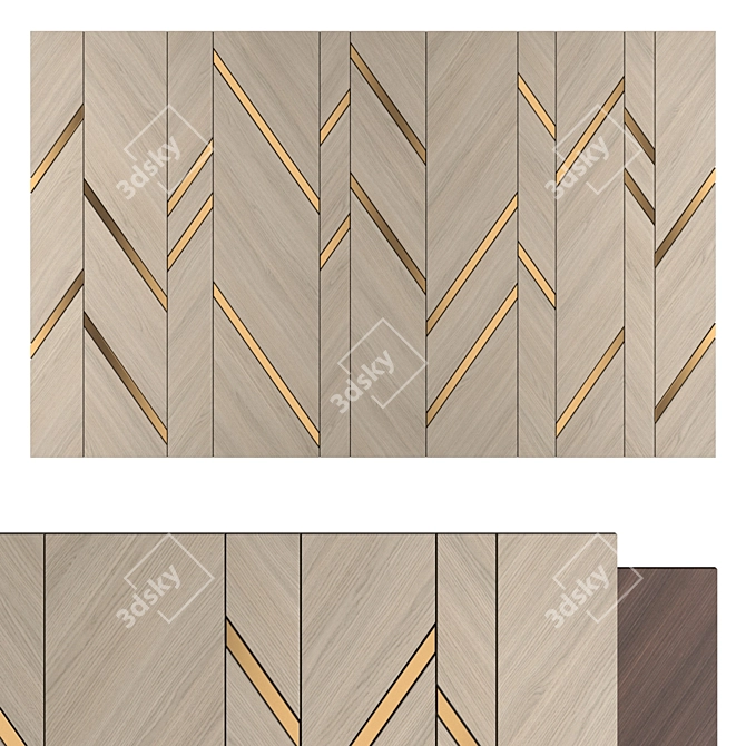 Wooden Wall Panel 4500x2800 mm 3D model image 2