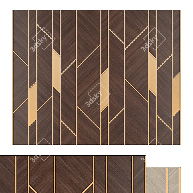 Wooden Wall Panel 3500x2800 mm 3D model image 1