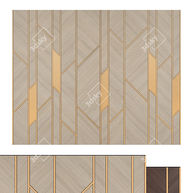 Wooden Wall Panel 3500x2800 mm 3D model image 2