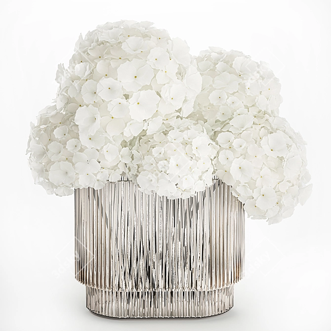 Modern White Hydrangea Vase Set 3D model image 1