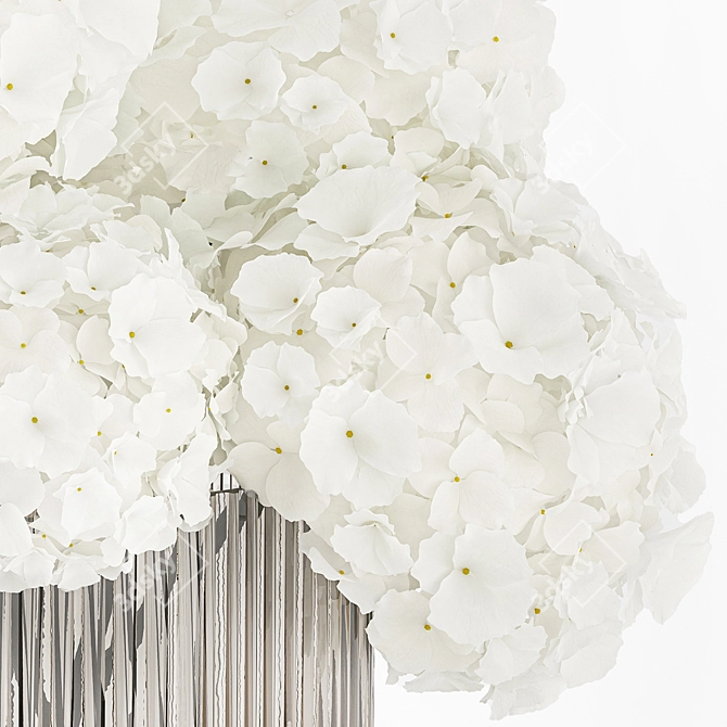 Modern White Hydrangea Vase Set 3D model image 2