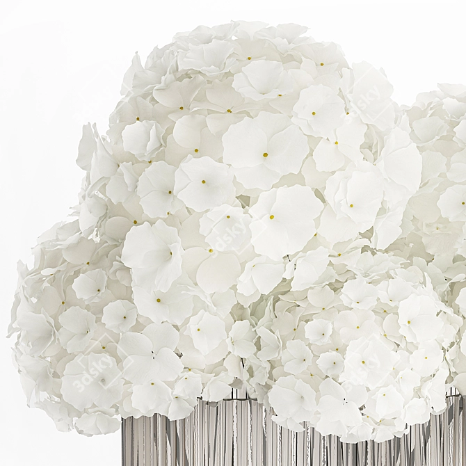 Modern White Hydrangea Vase Set 3D model image 3