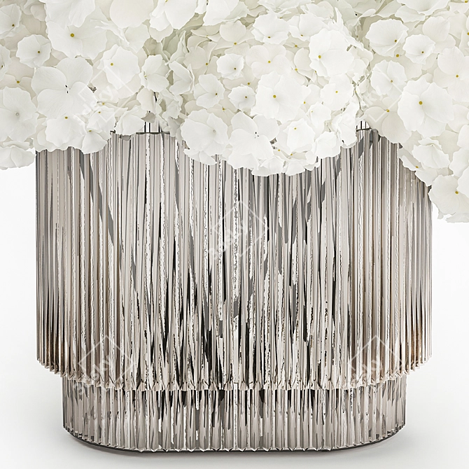 Modern White Hydrangea Vase Set 3D model image 5