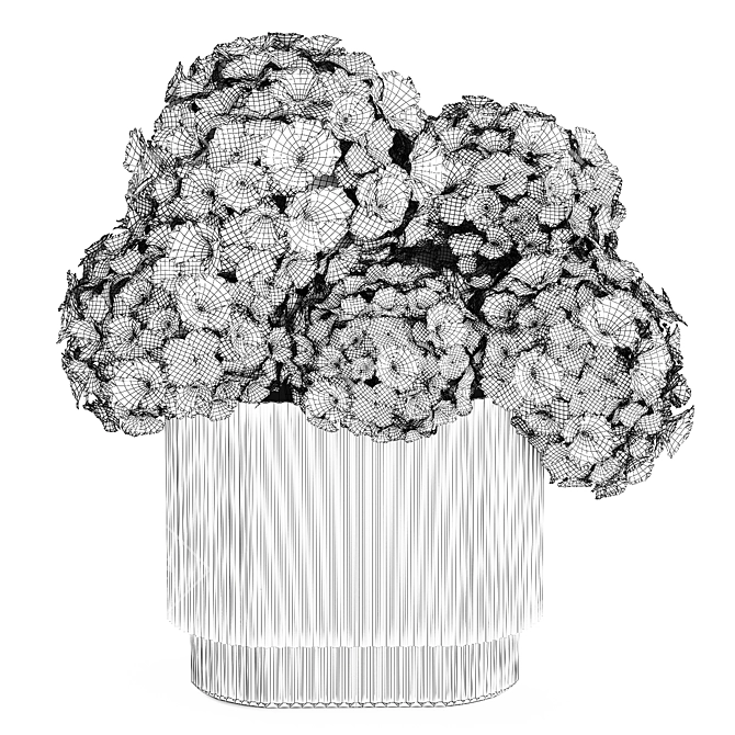 Modern White Hydrangea Vase Set 3D model image 6