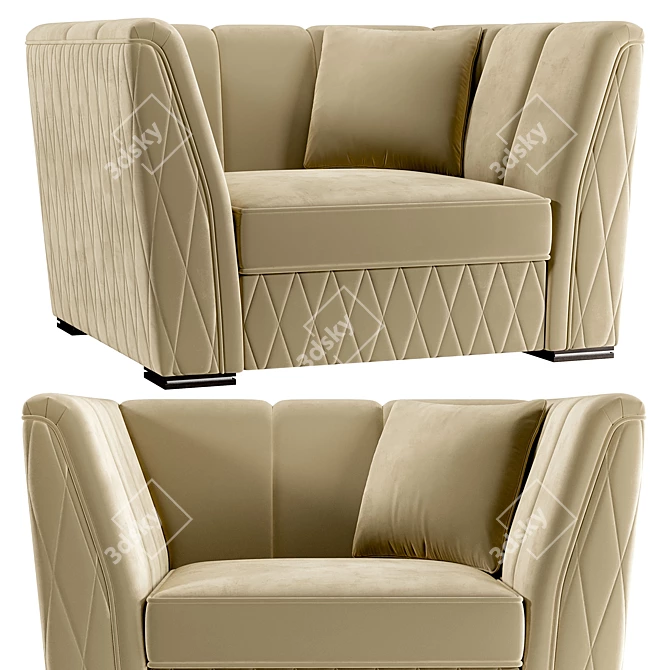 Contemporary Beige Marsele Armchair 3D model image 1