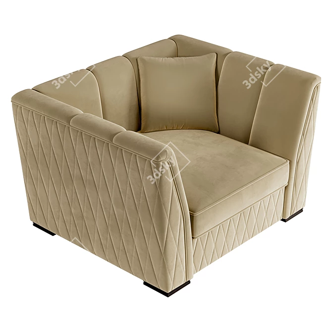 Contemporary Beige Marsele Armchair 3D model image 4