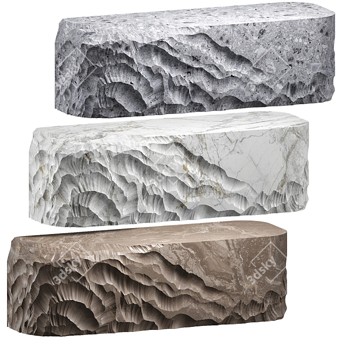 Hipoly Stone Slab Table Shelf 3D model image 1