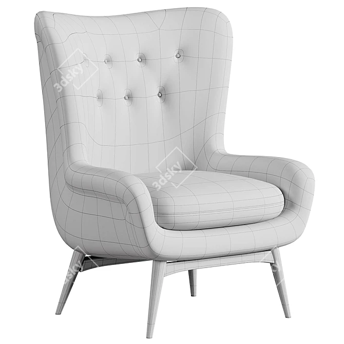 Luxurious Karpen Shearling Wingback Chairs 3D model image 5