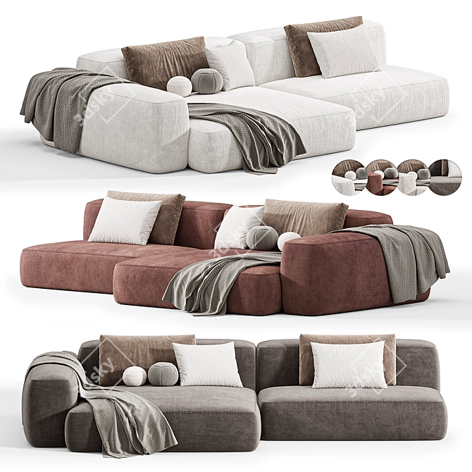 Contemporary Modular Sofa by Tamamm 3D model image 1