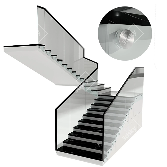 Modern Staircase Model No39 3D model image 1