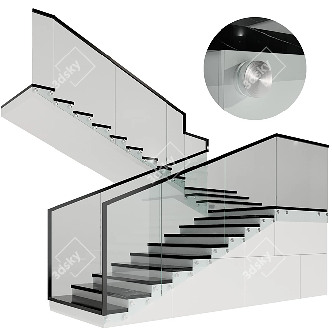 Modern Staircase Model No39 3D model image 2