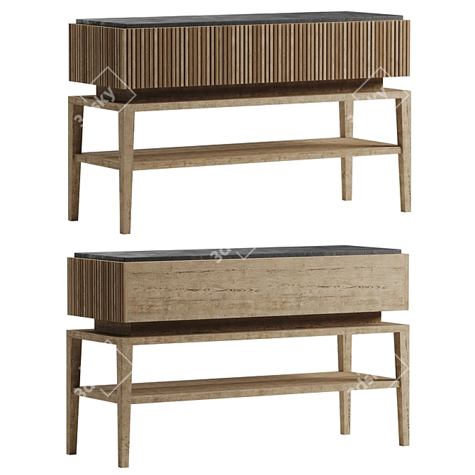 Vintage Elm Console Table 3D model image 3