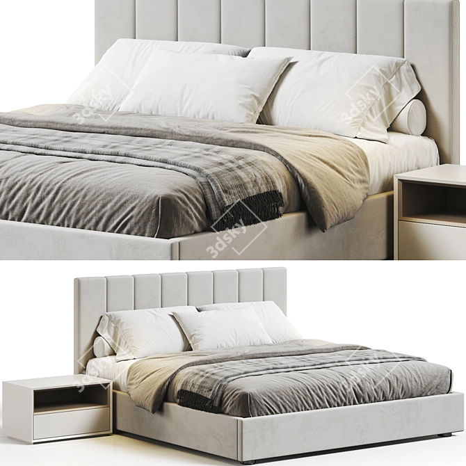 Modern Design Low Profile Bed 3D model image 1