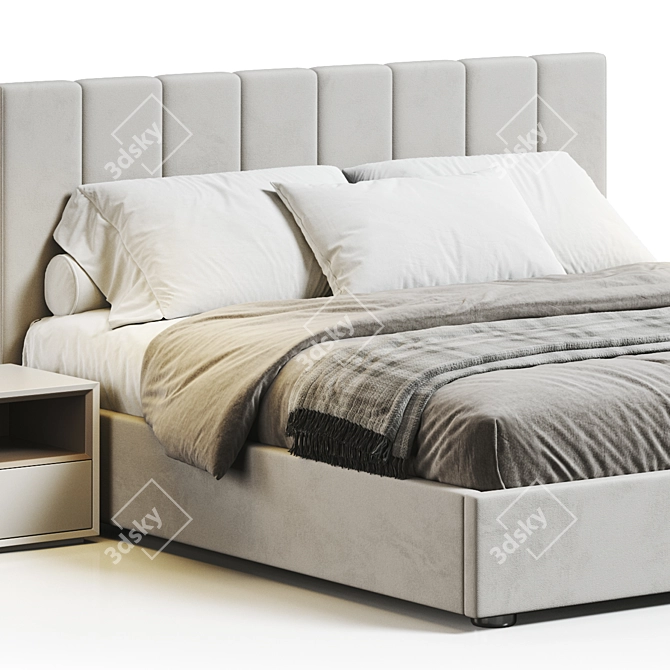 Modern Design Low Profile Bed 3D model image 2