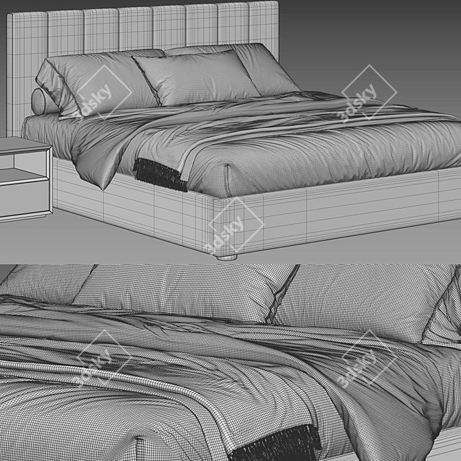 Modern Design Low Profile Bed 3D model image 3