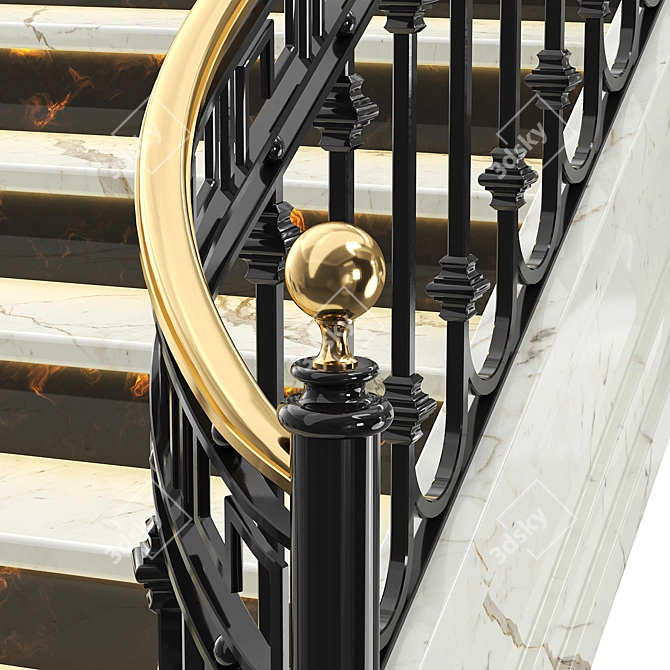 Elegant Neoclassical Spiral Staircase 3 3D model image 3