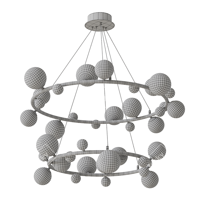 Elegant Ring Chandelier with 9+12 Lights 3D model image 3