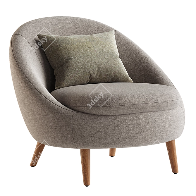 Plush Lounge Chair - 3D Model 3D model image 2