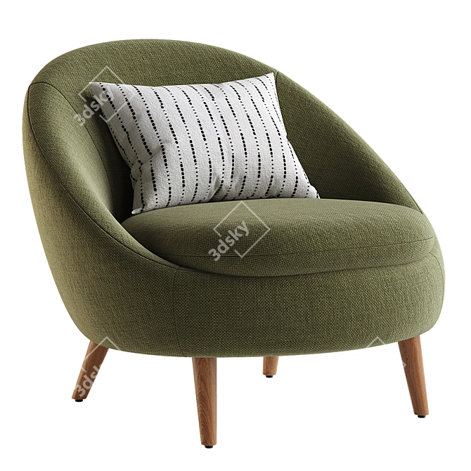 Plush Lounge Chair - 3D Model 3D model image 3