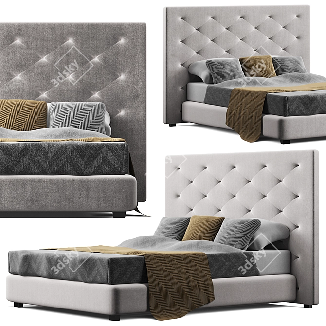 Rylee Velvet Platform Bed 3D model image 1