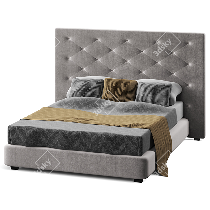 Rylee Velvet Platform Bed 3D model image 2