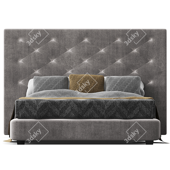 Rylee Velvet Platform Bed 3D model image 4