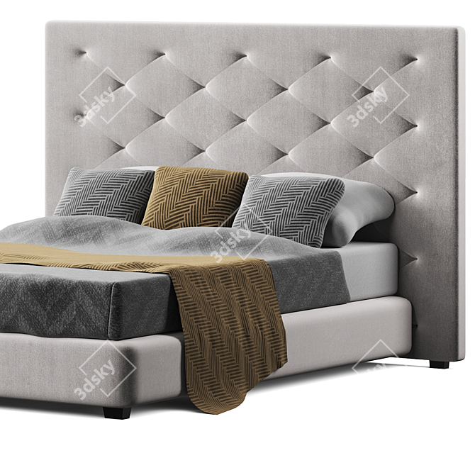 Rylee Velvet Platform Bed 3D model image 5