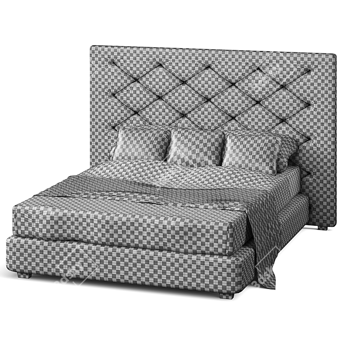 Rylee Velvet Platform Bed 3D model image 6