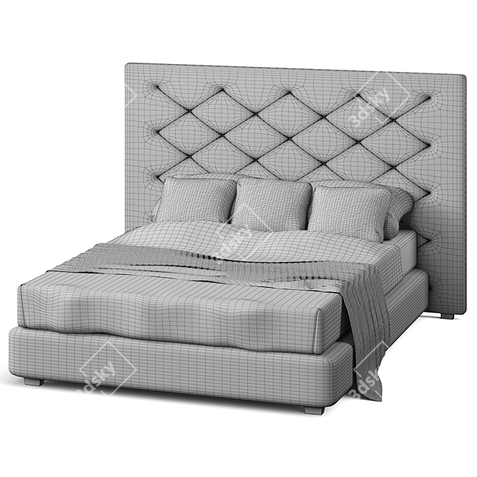 Rylee Velvet Platform Bed 3D model image 7