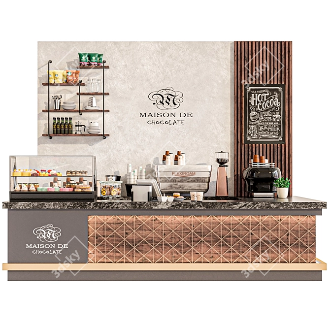 Designer Coffee Point Display with Desserts 3D model image 1