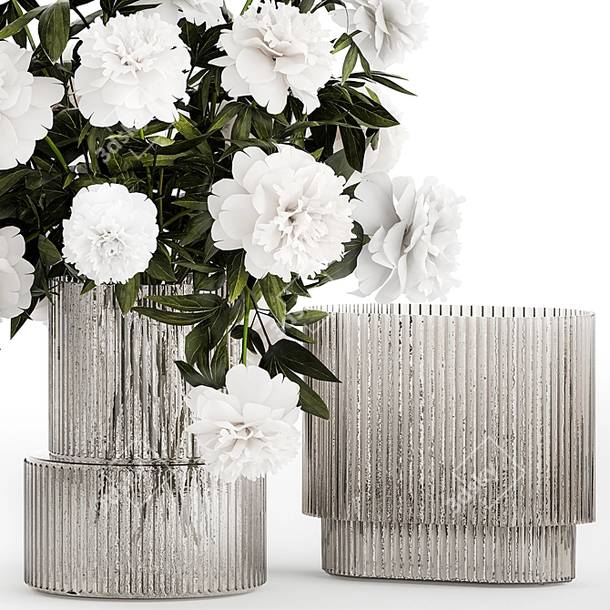 Peony Blossom Vase Set 3D model image 4