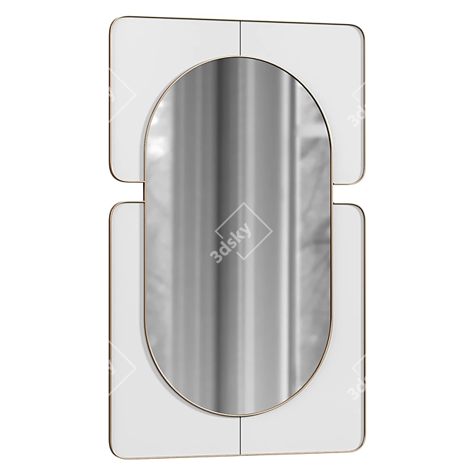 Sleek White Embrace Mirror 3D model image 1