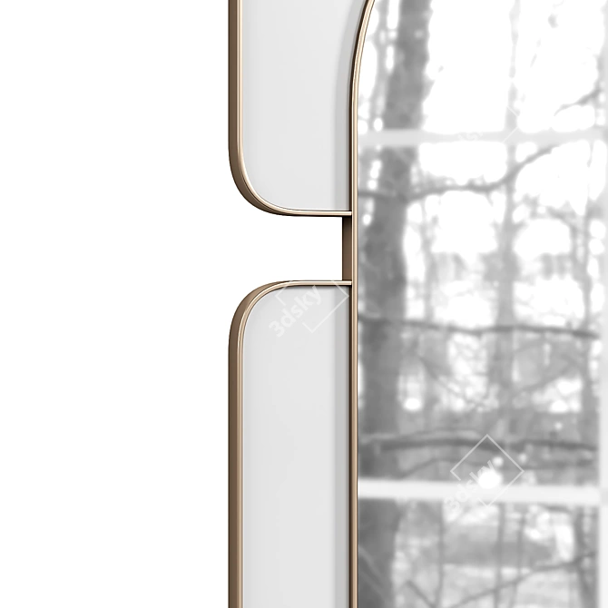 Sleek White Embrace Mirror 3D model image 2