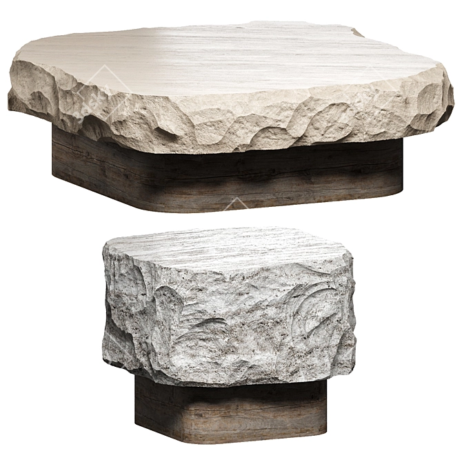 Custom Stone Table Set crafted in Art Studios 3D model image 1