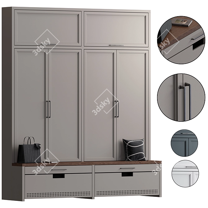 Modern MDF Hallway Cabinet 3D model image 1