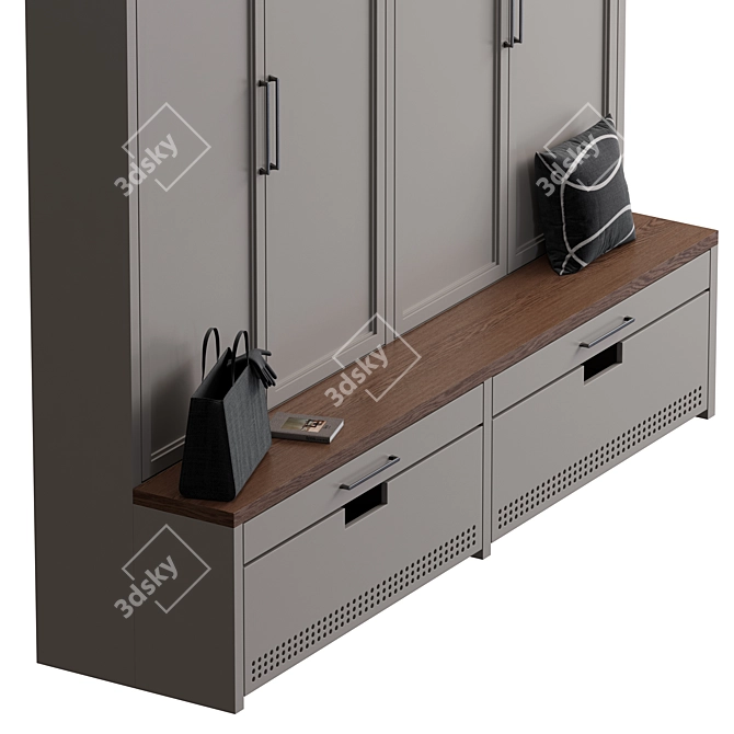 Modern MDF Hallway Cabinet 3D model image 4