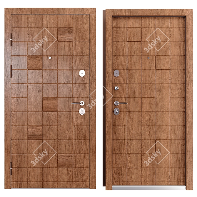 Modern Metal Entry Door Set 3D model image 4