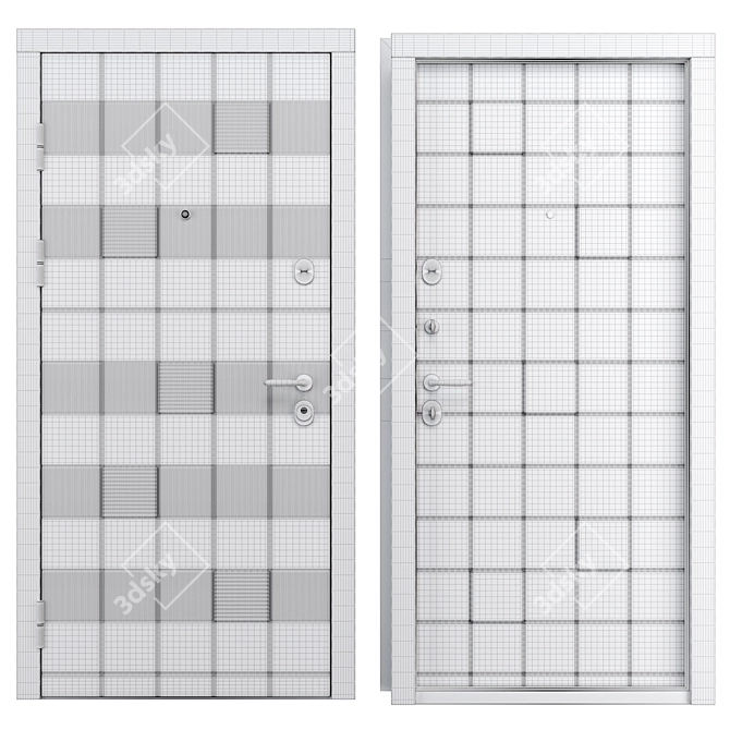 Modern Metal Entry Door Set 3D model image 1