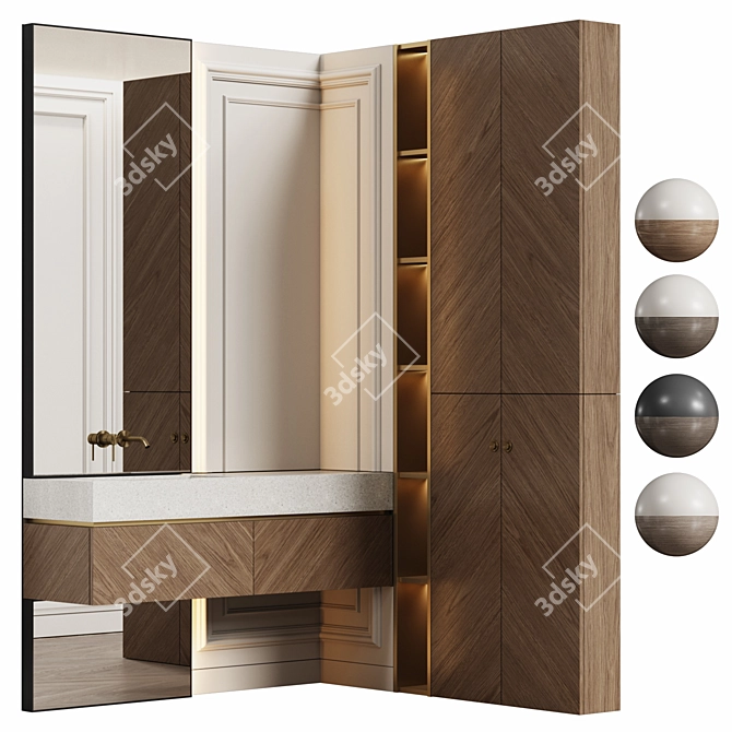 Neoclassic Bathroom Furniture Set 3D model image 1