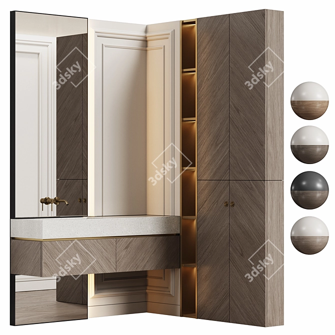 Neoclassic Bathroom Furniture Set 3D model image 2