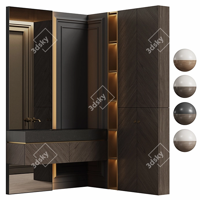 Neoclassic Bathroom Furniture Set 3D model image 3